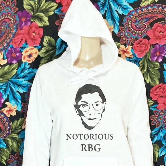 NEW NOTORIOUS RBG RUTH BADER GINSBURG SWEATSHIRT HOODIE SWEATER HOODED FLEECE - Picture 1 of 3